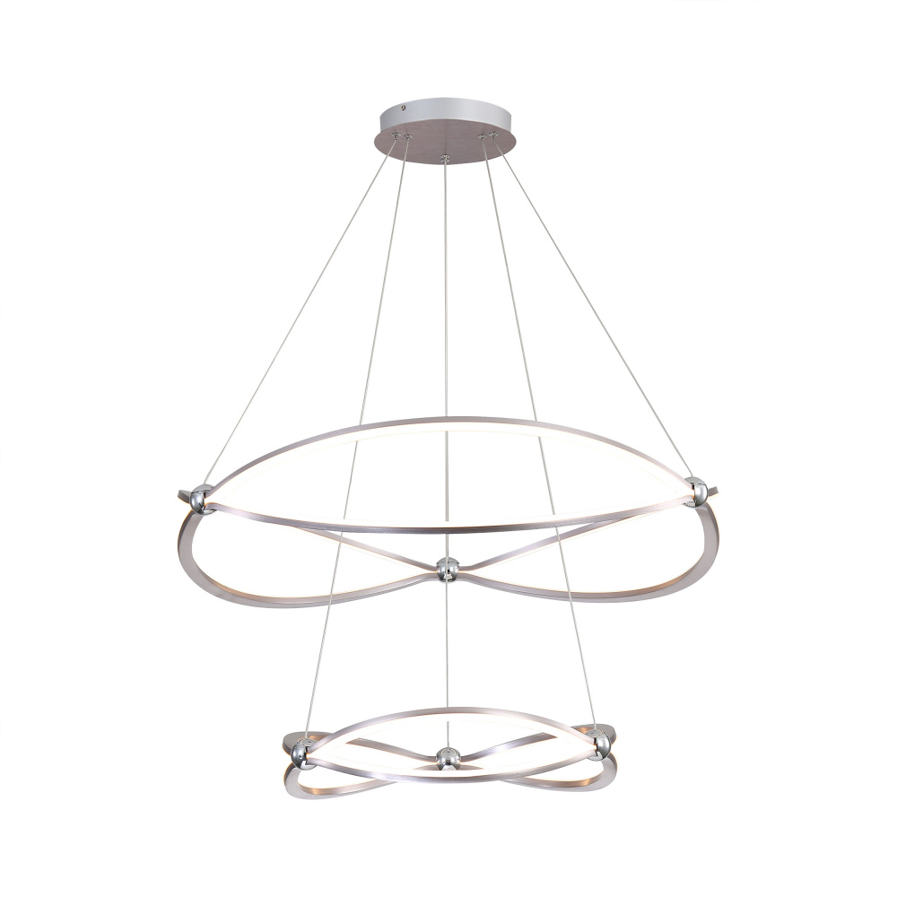 Wry Lighting Spirale Integrated LED 32in Chandelier in Satin Nickel